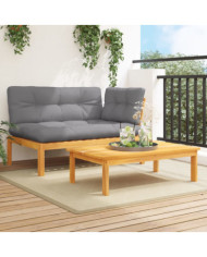Salon palette de jardin avec coussins 2pcs bois d'acacia massif | Mobilier & Déco