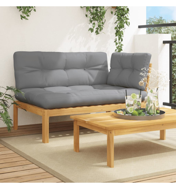 Canapé d'angle palette de jardin et coussins bois acacia massif | Mobilier & Déco