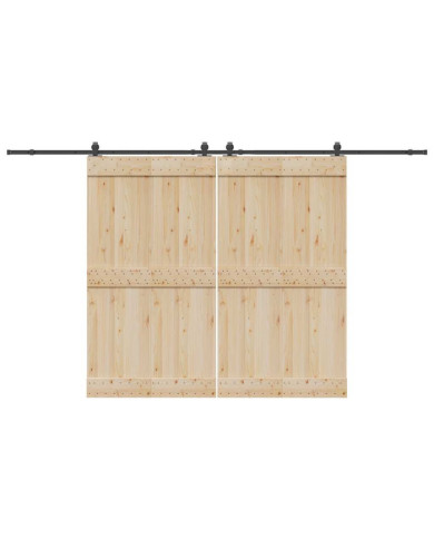 Kit de quincaillerie de porte coulissante 366 cm acier noir | Mobilier & Déco