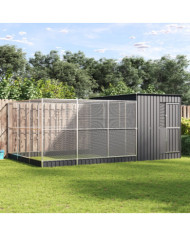 Volière avec extension argenté 497x303x216 cm acier | Mobilier & Déco