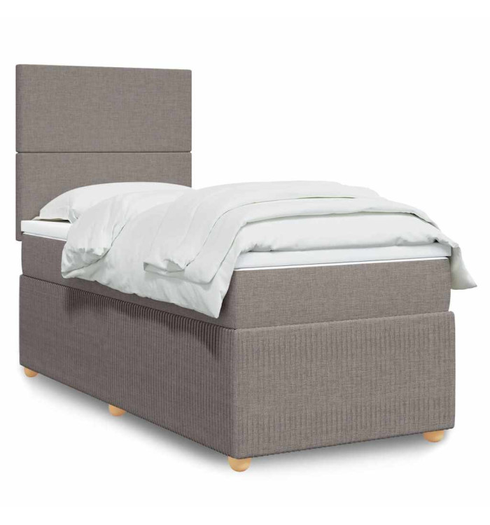 Sommier à lattes de lit avec matelas Taupe 90x200 cm Tissu | Mobilier & Déco