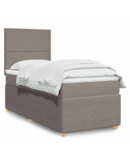 Sommier à lattes de lit avec matelas Taupe 90x200 cm Tissu | Mobilier & Déco