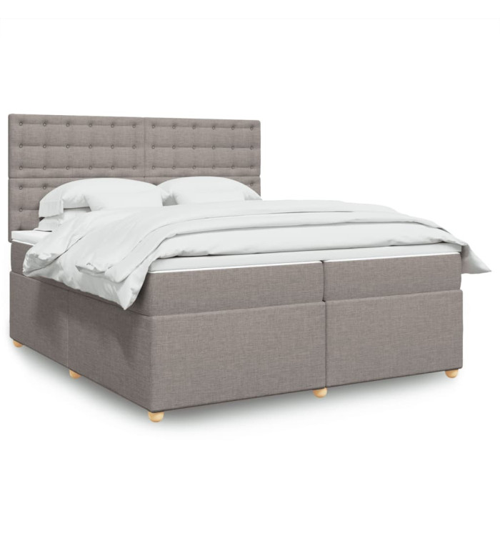 Sommier à lattes de lit avec matelas Taupe 200x200 cm Tissu | Mobilier & Déco