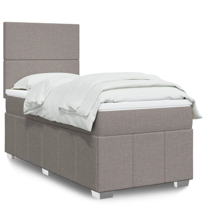 Sommier à lattes de lit avec matelas Taupe 90x200 cm Tissu | Mobilier & Déco