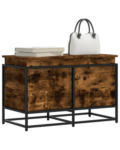 Boîte de rangement avec couvercle chêne fumé bois d'ingénierie | Mobilier & Déco