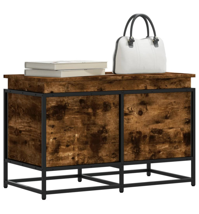 Boîte de rangement avec couvercle chêne fumé bois d'ingénierie | Mobilier & Déco