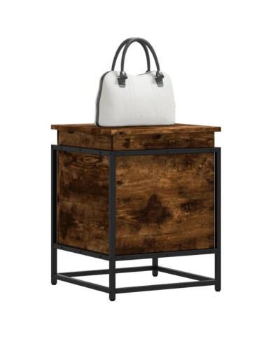 Boîte de rangement avec couvercle chêne fumé bois d'ingénierie | Mobilier & Déco