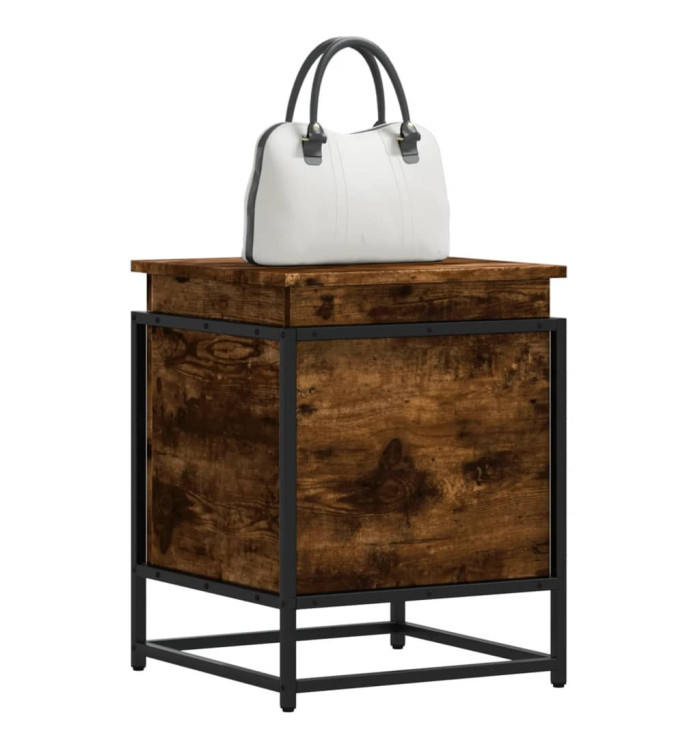 Boîte de rangement avec couvercle chêne fumé bois d'ingénierie | Mobilier & Déco