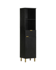 Armoire de salle de bain noir 38x33x160 cm bois massif manguier | Mobilier & Déco