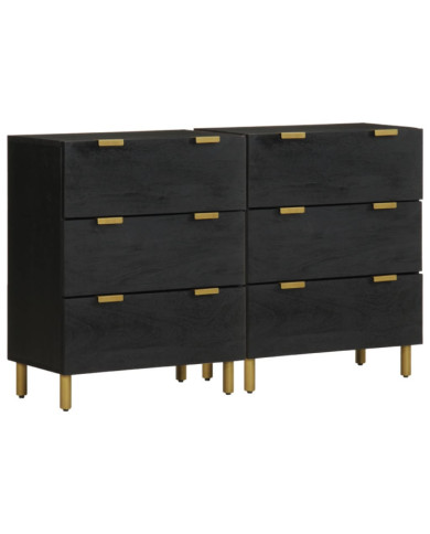 Buffets 2 pcs noir 60x33x75 cm bois d'ingénierie | Mobilier & Déco