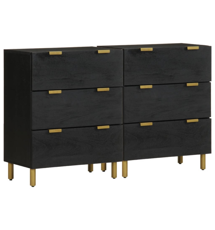 Buffets 2 pcs noir 60x33x75 cm bois d'ingénierie | Mobilier & Déco