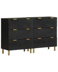 Buffets 2 pcs noir 60x33x75 cm bois d'ingénierie | Mobilier & Déco