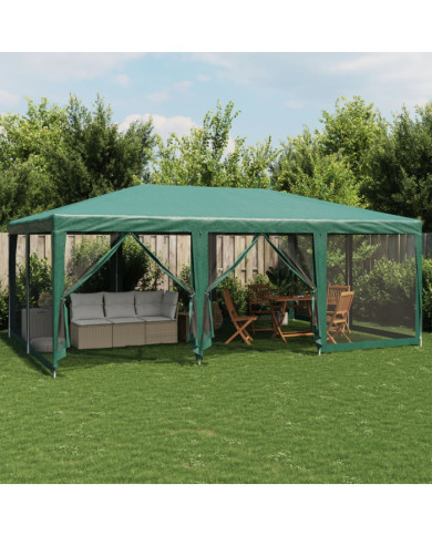 Tente de fête avec 10 parois latérales en maille vert 6x4m PEHD | Mobilier & Déco