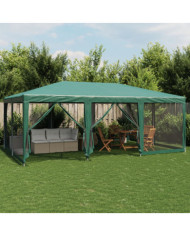 Tente de fête avec 10 parois latérales en maille vert 6x4m PEHD | Mobilier & Déco