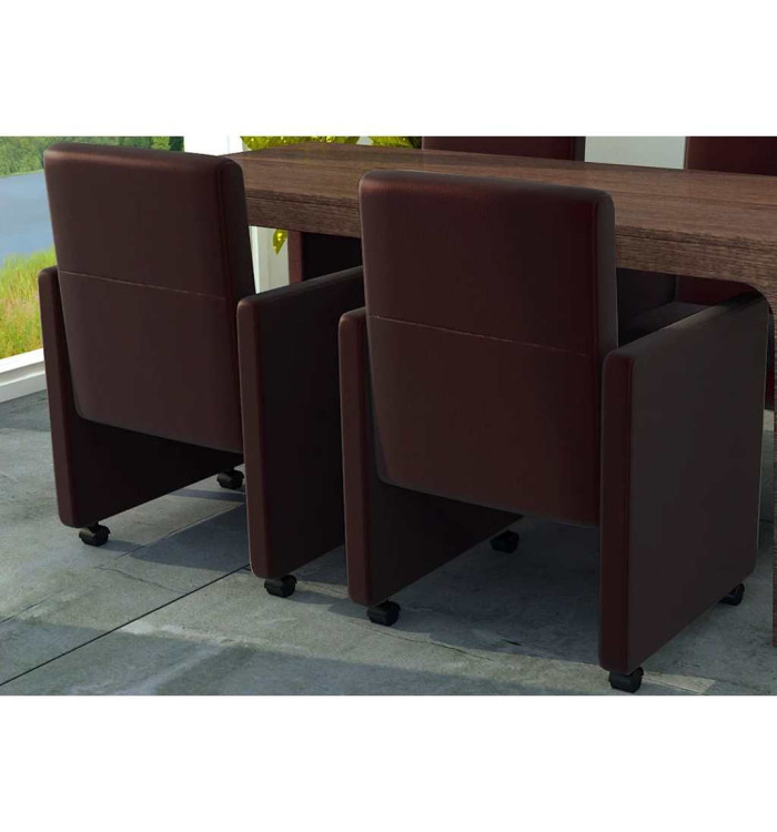 Chaises à manger lot de 2 marron similicuir | Mobilier & Déco