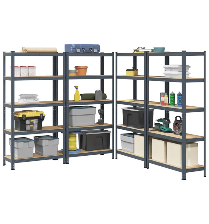 Étagères de rangement 5 niveaux 4 pcs anthracite acier et bois | Mobilier & Déco