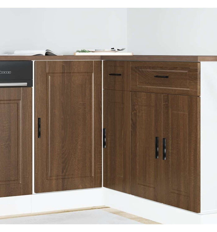 Armoire de cuisine Porto chêne marron bois d'ingénierie | Mobilier & Déco