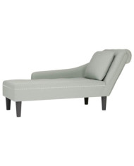 Fauteuil long et coussin et accoudoir droit gris clair velours | Mobilier & Déco