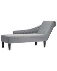 Fauteuil long avec coussin et accoudoir droit gris clair tissu | Mobilier & Déco