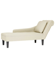 Fauteuil long avec coussin et accoudoir droit crème velours | Mobilier & Déco