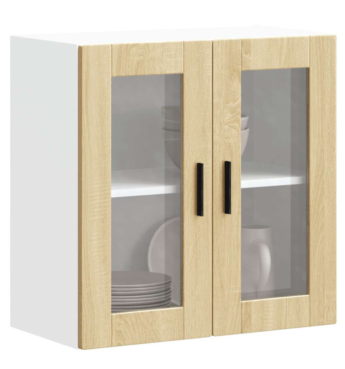 Armoire murale de cuisine et porte en verre Porto chêne sonoma | Mobilier & Déco