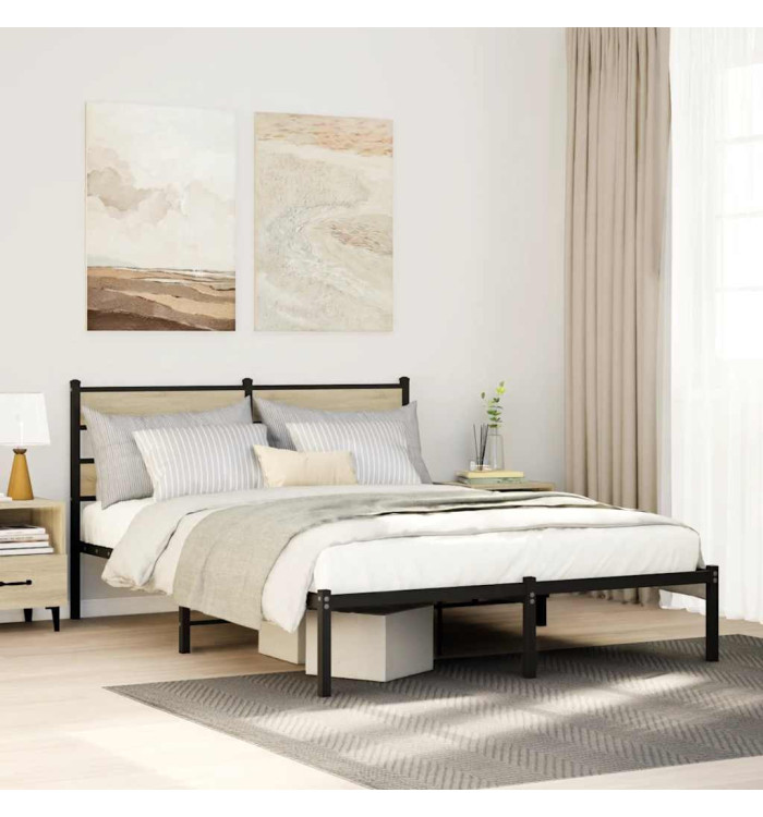 Cadre de lit en métal sans matelas chêne sonoma 135x190 cm | Mobilier & Déco