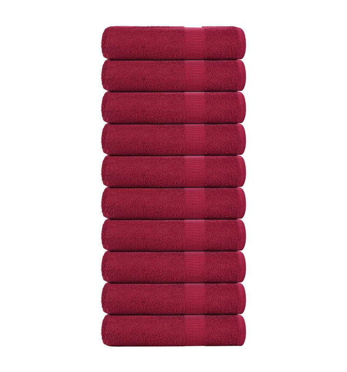 Serviettes de bain 10pcs bordeaux 100x150cm 360 g/m² 100% coton | Mobilier & Déco