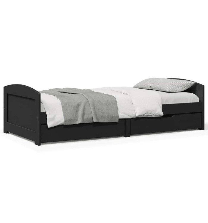 Lit de jour avec 2 tiroirs sans matelas IRUN noir 90x200 cm | Mobilier & Déco