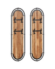 Porte-manteaux muraux et 4 crochets 2 pcs bois massif d'acacia | Mobilier & Déco