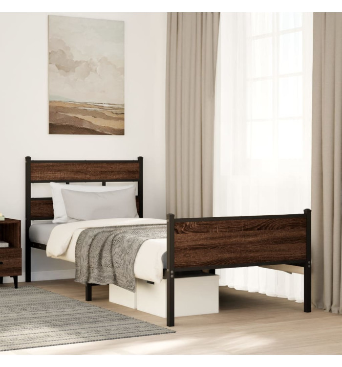 Cadre de lit sans matelas chêne marron 90x200cm bois ingénierie | Mobilier & Déco