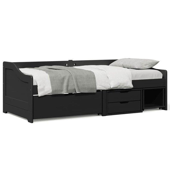 Lit de jour avec 3 tiroirs sans matelas IRUN noir 90x200 cm | Mobilier & Déco