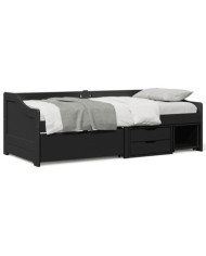 Lit de jour avec 3 tiroirs sans matelas IRUN noir 90x200 cm | Mobilier & Déco