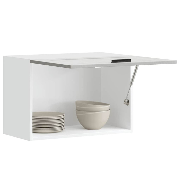 Armoire murale de cuisine Porto gris béton bois d'ingénierie | Mobilier & Déco