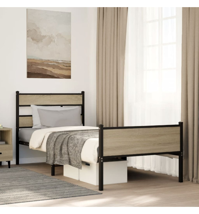Cadre de lit sans matelas chêne sonoma 100x200 cm | Mobilier & Déco