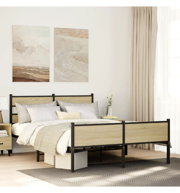Cadre de lit sans matelas chêne sonoma 140x200 cm | Mobilier & Déco