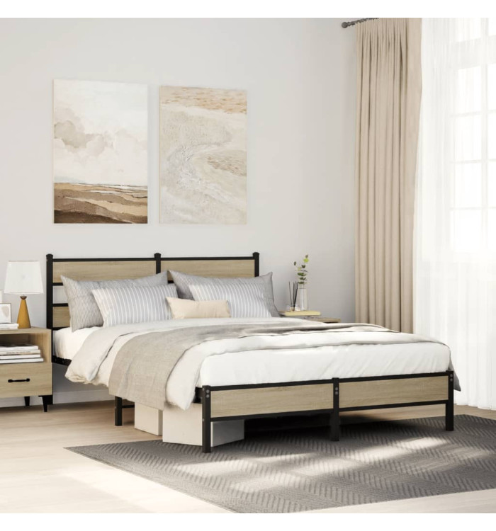 Cadre de lit sans matelas chêne sonoma 137x190 cm | Mobilier & Déco