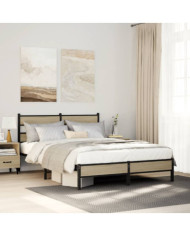 Cadre de lit sans matelas chêne sonoma 137x190 cm | Mobilier & Déco