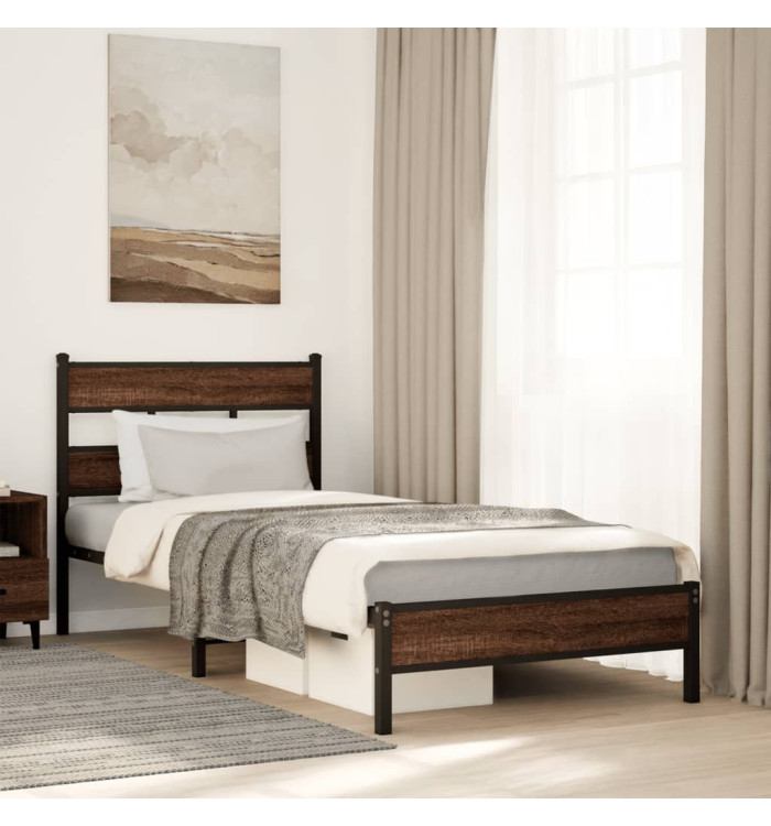 Cadre de lit sans matelas chêne marron 90x190cm bois ingénierie | Mobilier & Déco