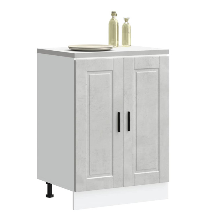 Armoire de cuisine Porto gris béton bois d'ingénierie | Mobilier & Déco