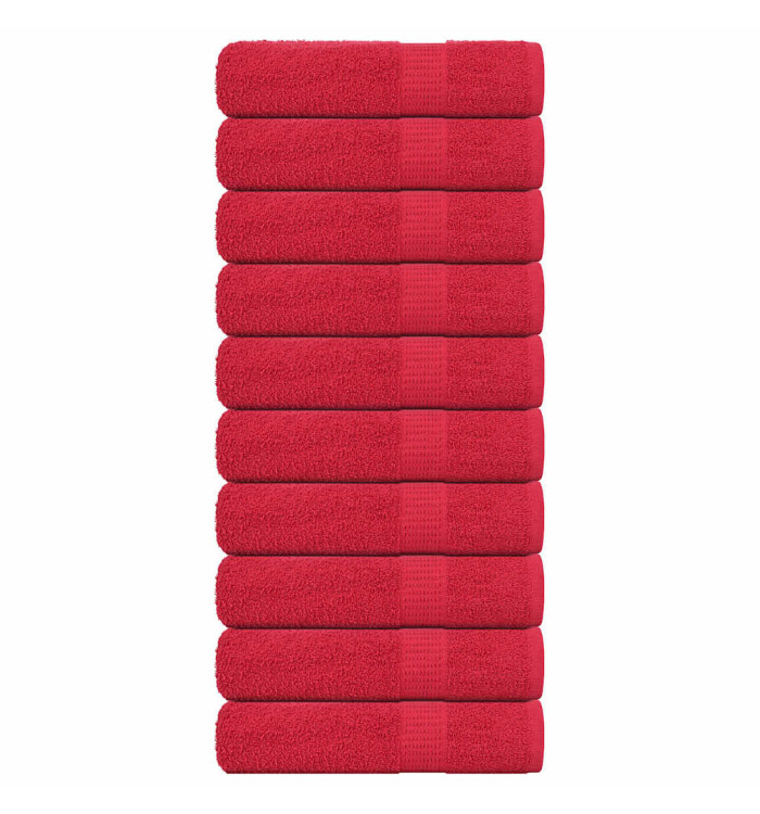 Serviettes de bain 10 pcs rouge 100x150 cm 360 g/m² 100% coton | Mobilier & Déco