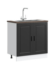 Meuble bas pour évier Porto noir 80x46x81,5 cm bois ingénierie | Mobilier & Déco