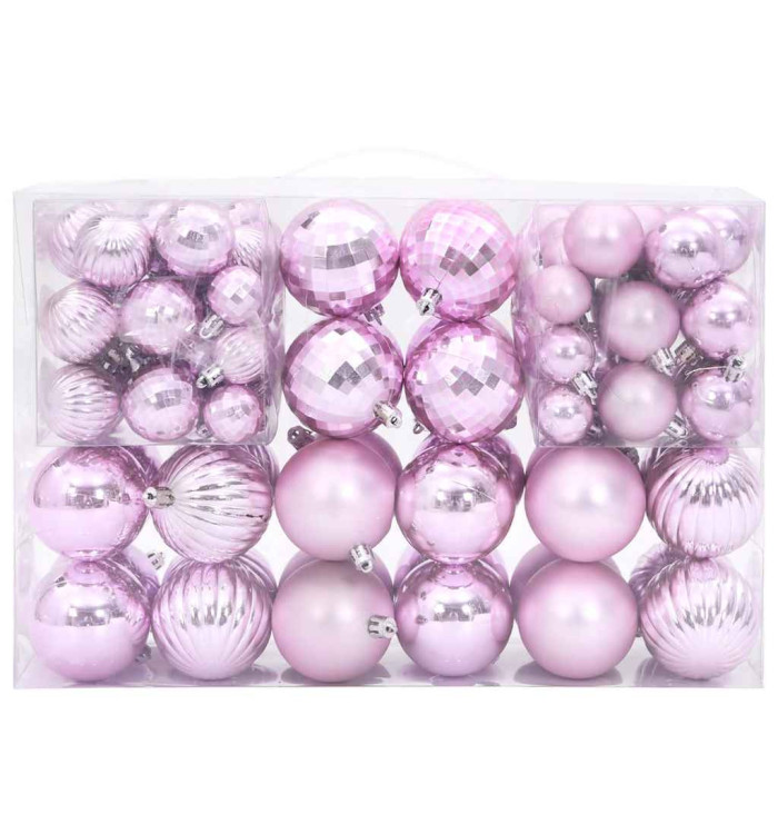 Boules de Noël 100 pcs rose Ø3/4/6 cm | Mobilier & Déco