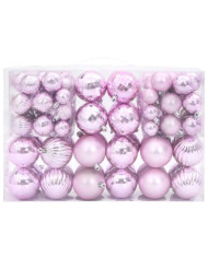 Boules de Noël 100 pcs rose Ø3/4/6 cm | Mobilier & Déco