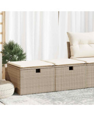 Salon de jardin avec coussins 2 pcs beige résine tressée acacia | Mobilier & Déco