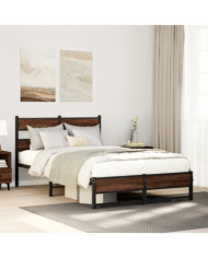 Cadre de lit en métal sans matelas chêne marron 120x190 cm | Mobilier & Déco
