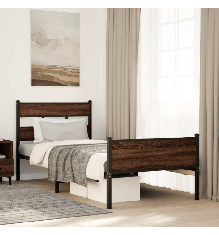 Cadre de lit sans matelas chêne marron 80x200cm bois ingénierie | Mobilier & Déco