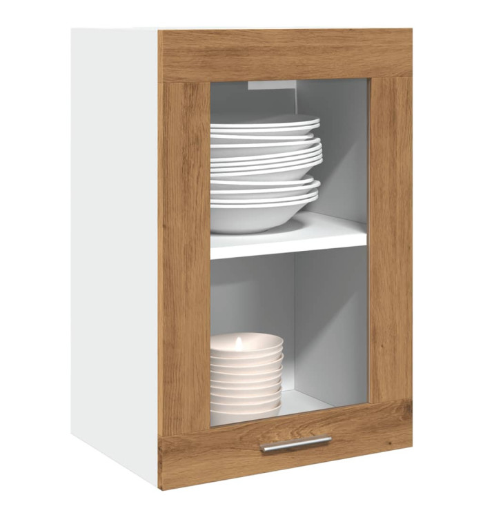Armoire vitrée suspendue "Lyon" chêne artisanal 40x31x60 cm | Mobilier & Déco