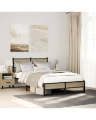 Cadre de lit en métal sans matelas chêne sonoma 120x200 cm | Mobilier & Déco