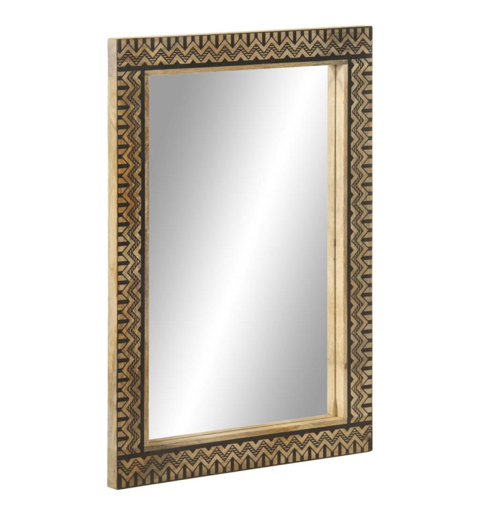 Miroir de bain 50x70 cm bois de manguier massif et verre | Mobilier & Déco