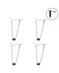 Pieds en épingle à cheveux pour table basse 4 pièces Blanc 20 cm Acier massif | Mobilier & Déco